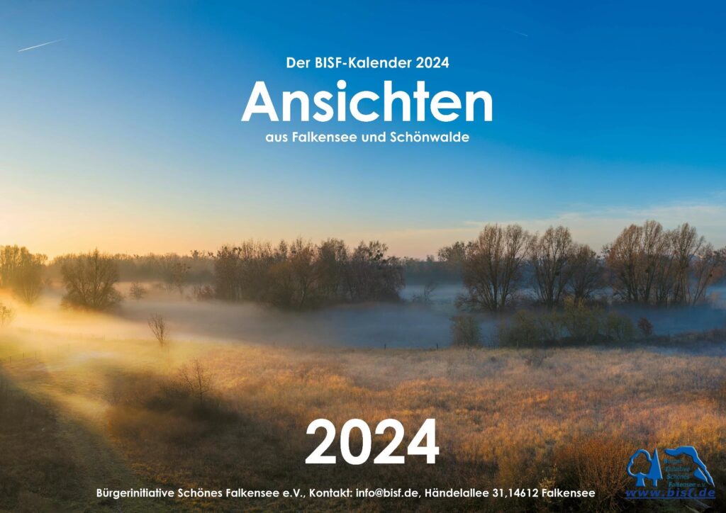 Das Titelbild des BISF Kalenders 2024 zeigt eine nebelverhangene Naturlandschaft mit einer sanften Sonneneinstrahlung.